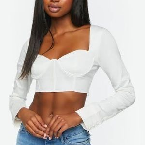 Charlotte Russe square neck long sleeve crop top